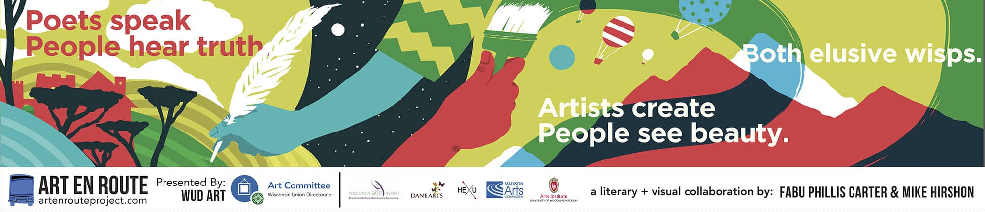 One side of Carter and Hirshon's bus-art collaboration...