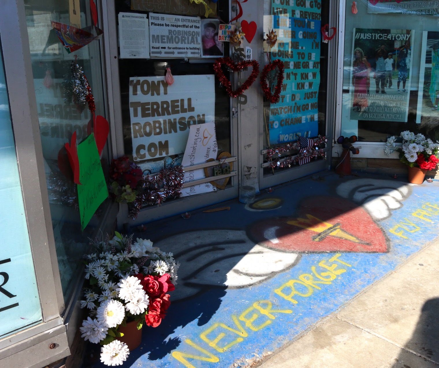 The Social Justice Center's Tony Robinson memorial on Williamson Street.