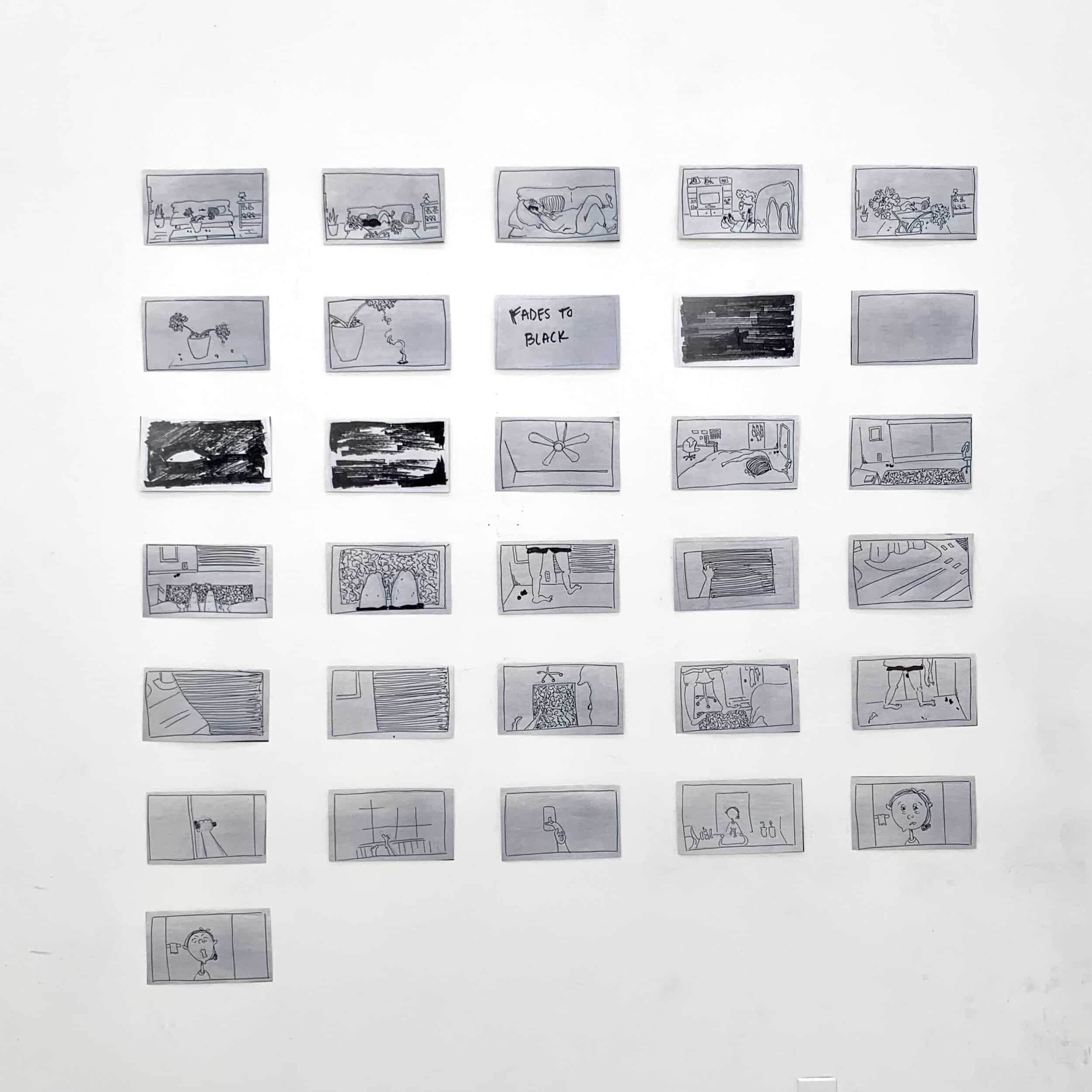 The exhibition includes “The Mourning Always Comes”, a series of monochromatic stills that go through the repetitiveness of loss. Photo by Hannah Keziah Agustin.