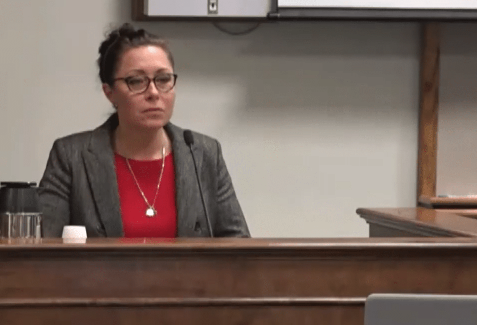 Janke testifying in 2018 in the trial of George Burch. Screenshot from Law & Crime Network on YouTube.