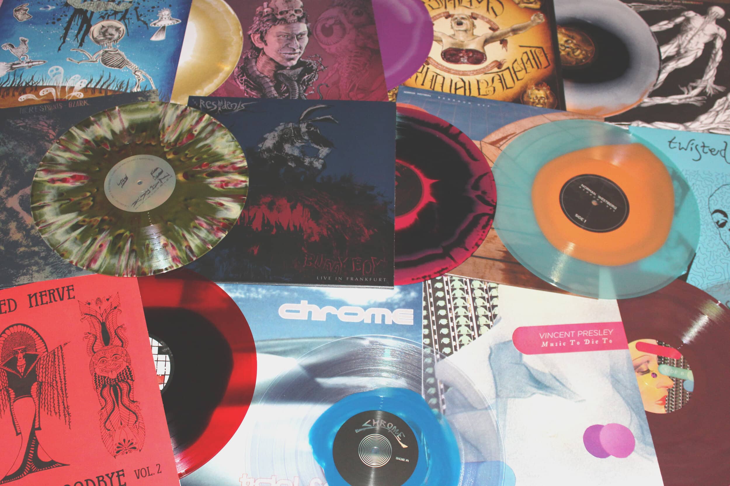 A few of Secret Records’ colored-vinyl releases.