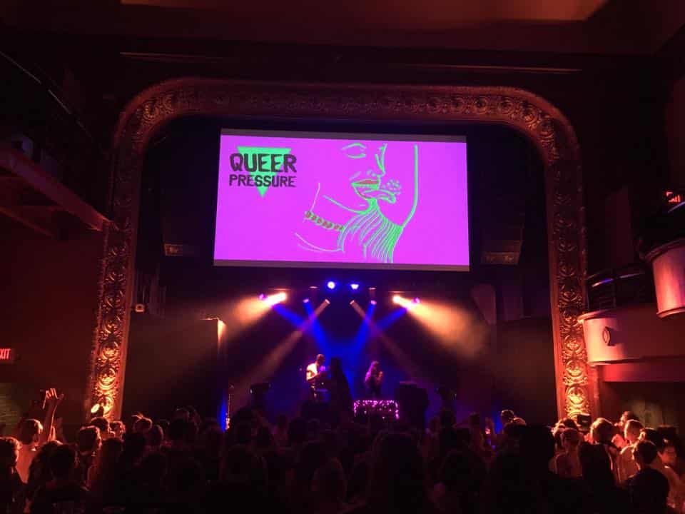 Visuals by Sarah Akawa projected at Queer Pressure's 