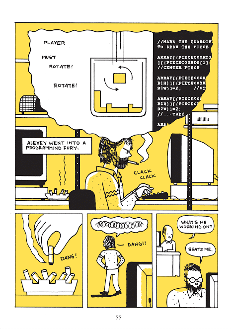 A page from Tetris:&nbsp;The Games People Play&nbsp;details Alexey Pajitnov programming the game.