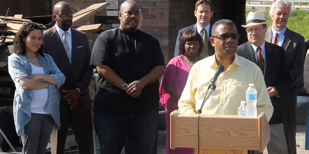 Rev. Alex Gee of the Nehemiah Center speaks in footage from 