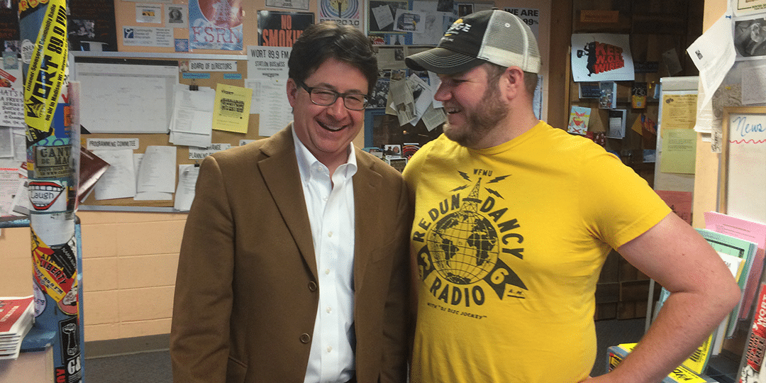 The author, right, with the object of the Internet's affections.