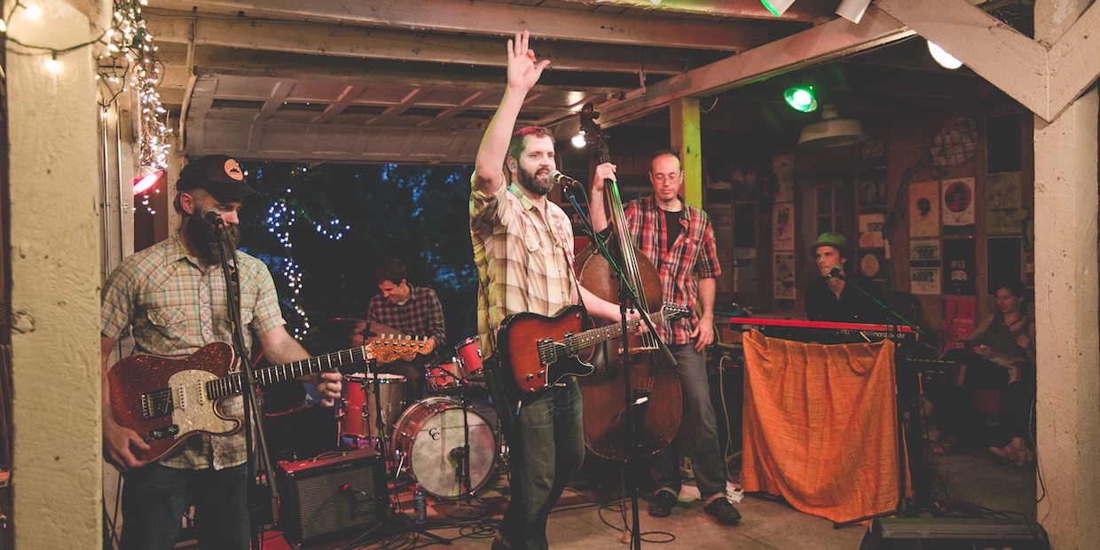 Nick Brown and band at The Shitty Barn. Photo by Connie Ward.