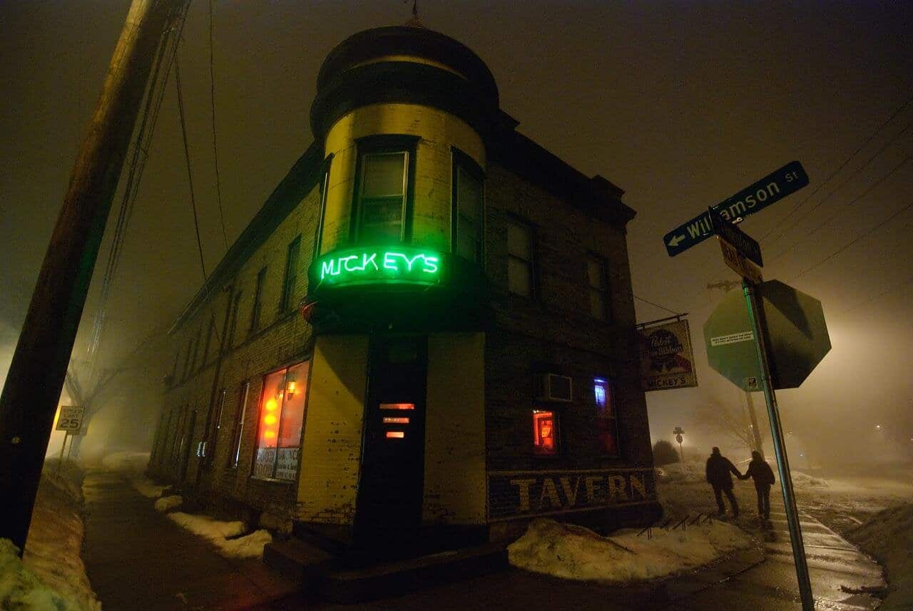 An exterior shot of Mickey’s from winter 2008. Photo by Caylan Larson on Flickr.