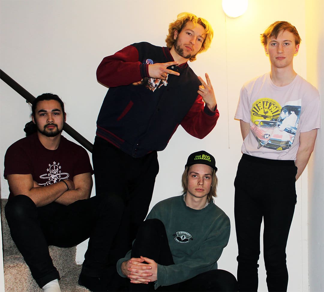 Post Social's members are, from left to right: Sam Galligan, Mitch Deitz, Brendan Manley, and Shannon Connor.