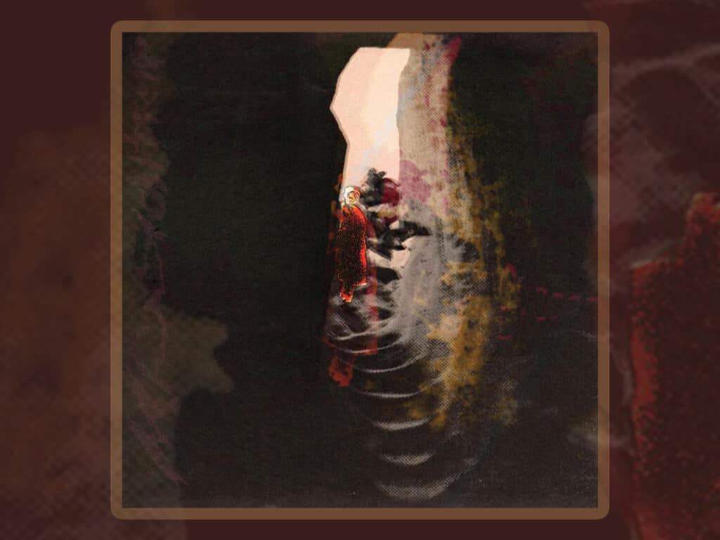 The album art for Mission Trip's "Expect That" is centered in a banner image. A golden border encircles the art, which is set against a swirling, dark maroon background. 