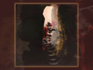 The album art for Mission Trip's "Expect That" is centered in a banner image. A golden border encircles the art, which is set against a swirling, dark maroon background.