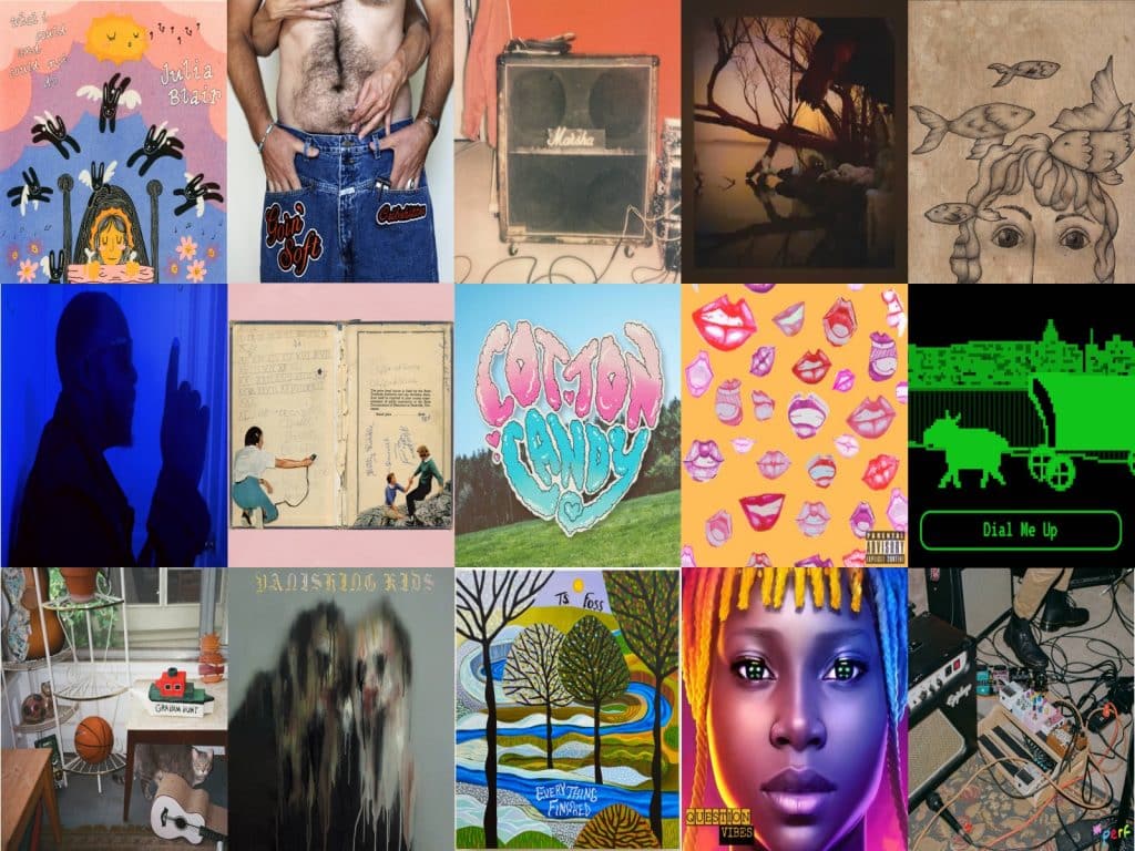 A 5x3 grid displays the album art for all of the releases included in this list as a banner image.