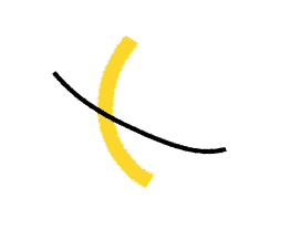 A fragmented visual element from the pages of the film guide. A thicker yellow half-circle is bisected by a thinner black line.