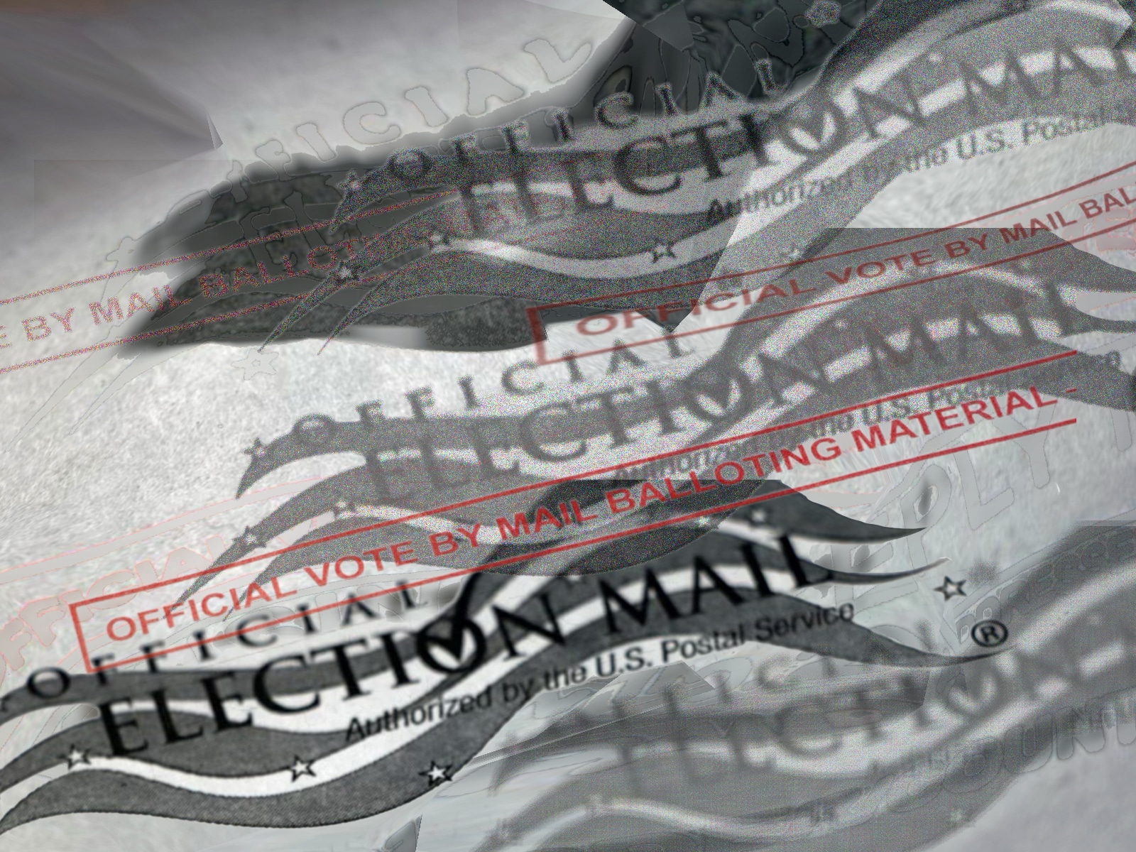 An illustration shows an image of an absentee ballot envelope processed through layers of distortion.