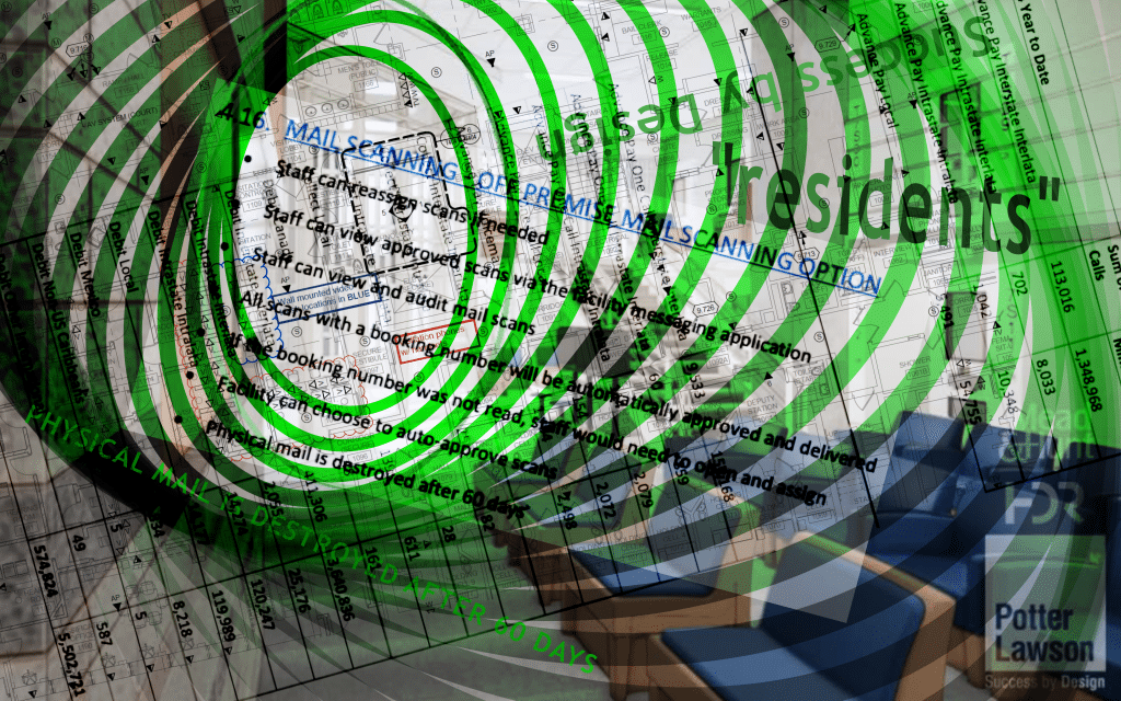 An illustration shows an overlapping blur of government documents, overlaid with a green concentric spiral.