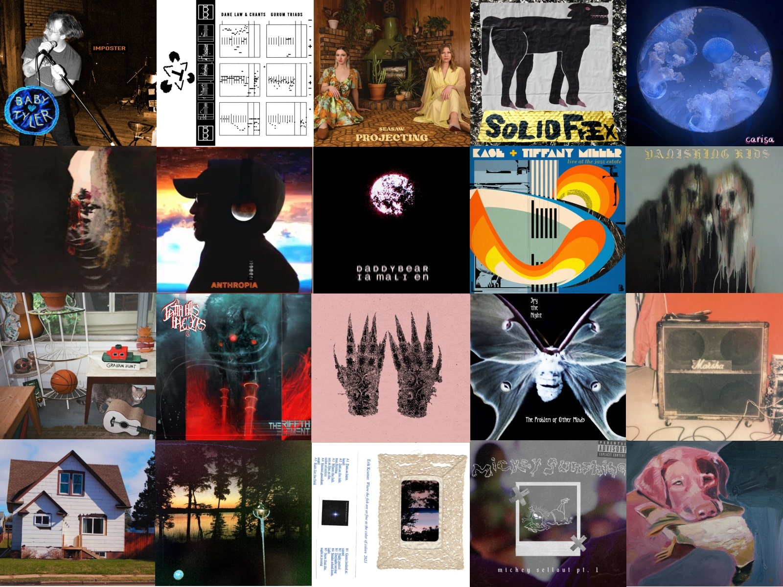 A 5x4 grid displays the album art for all of the releases included in this list as a banner image.