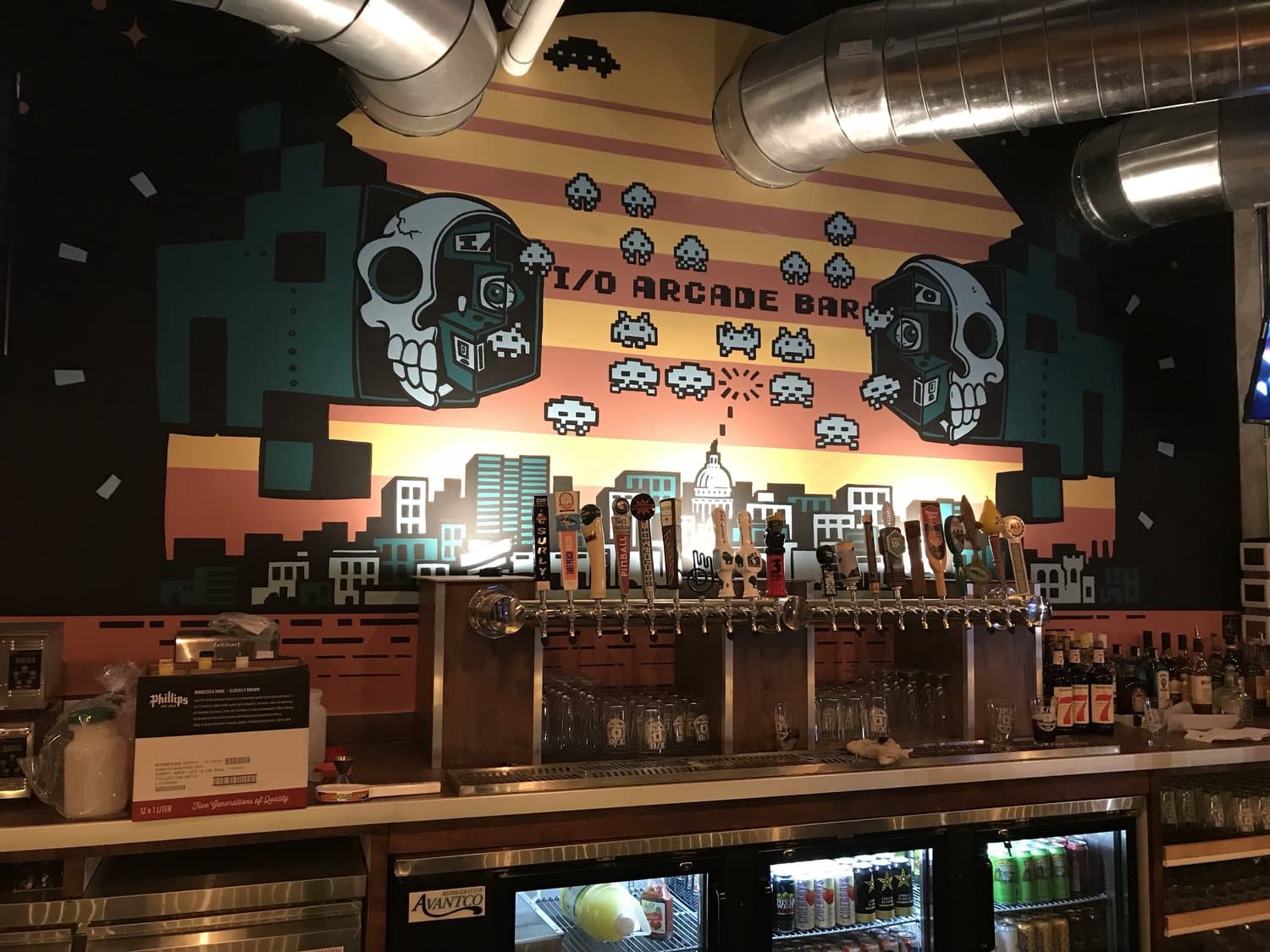 Dropping our first few quarters at I/O Arcade Bar