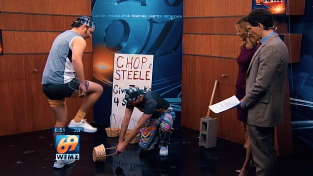 Nick Prueher of Found Footage Festival stomps baskets and lawsuits in “Chop & Steele”