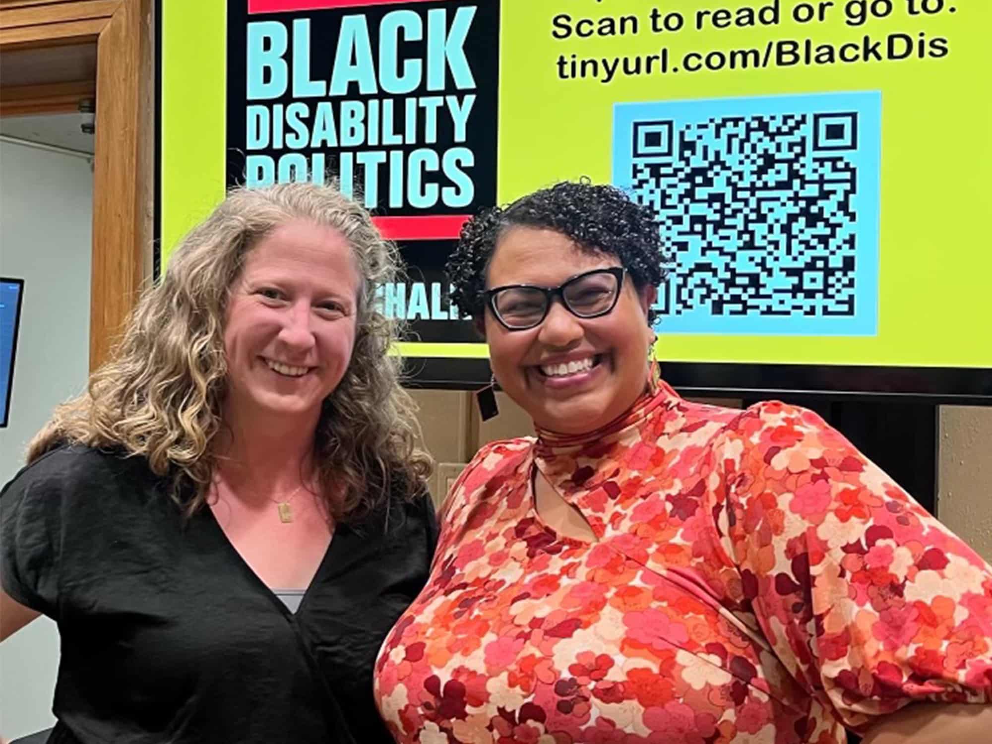 Photo of Sami (right) smiling with her longtime friend Sarah at one of Samiās book tour stops.