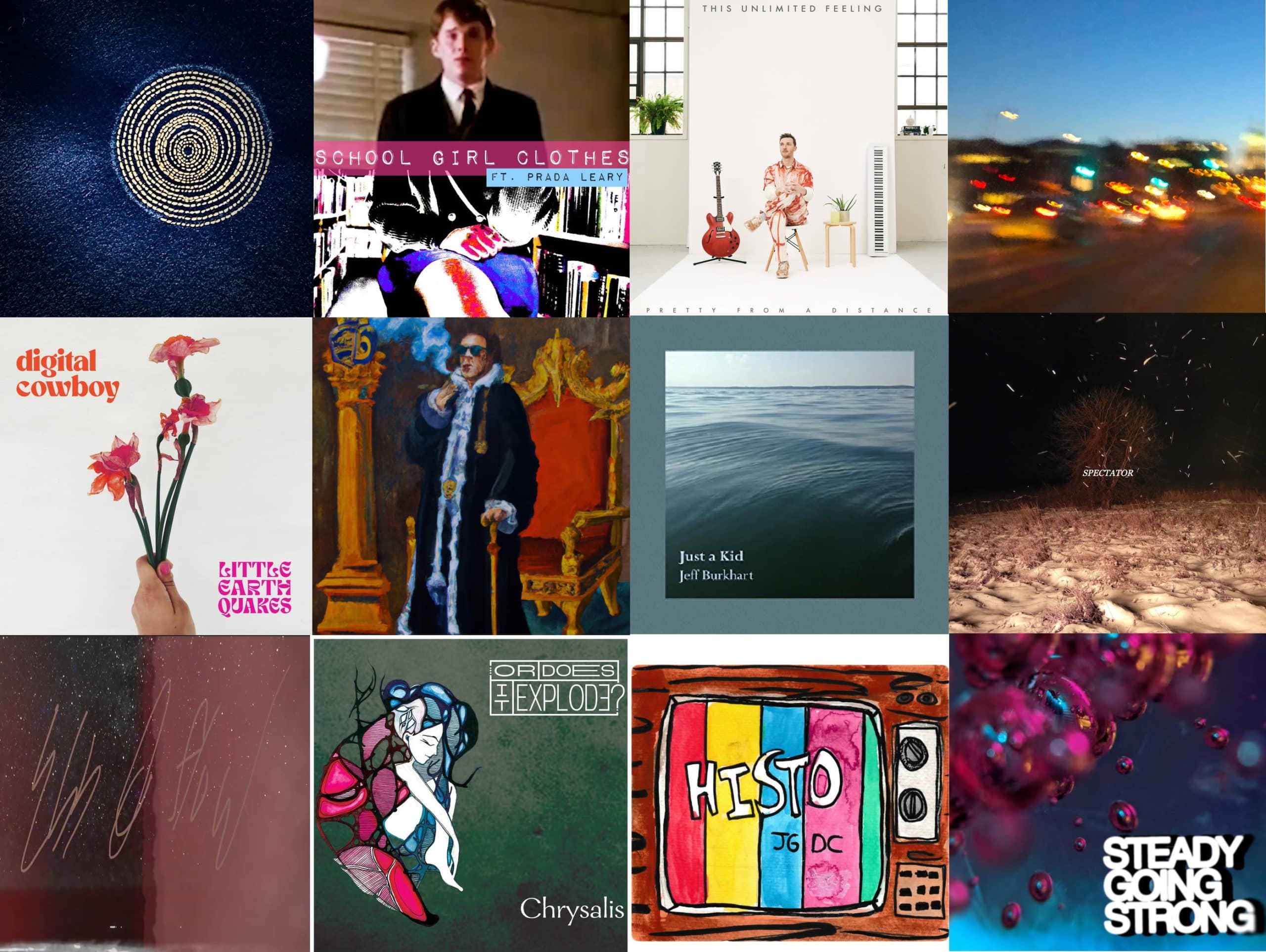 A 3x4 grid displays the cover art for the tracks that appear on this list.|
